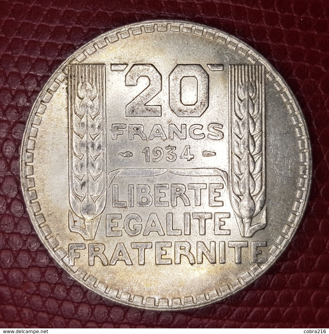 Pièce 20F TURIN 1934 Argent (silver) - Autres & Non Classés