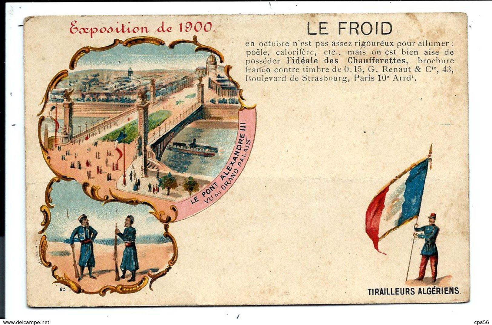 PARIS 1900 - Le Froid - Tirailleurs Algériens - Vente Directe X - Uniformi