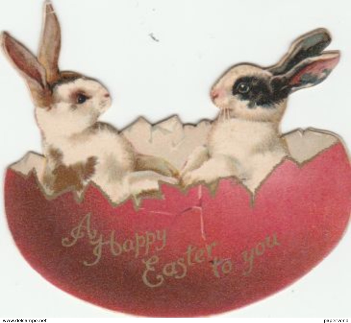 Easter Card  Cut - Out  Two Rabbits In An Egg   Egc187 - Unclassified