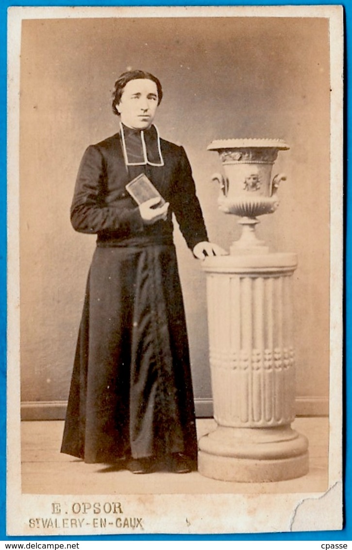 PHOTO Photographie CDV E. OPSOIR 76 St SAINT-VALERY-en-CAUX - Ecclésiastique Prélat Curé Abbé Religion Catholique - Old (before 1900)