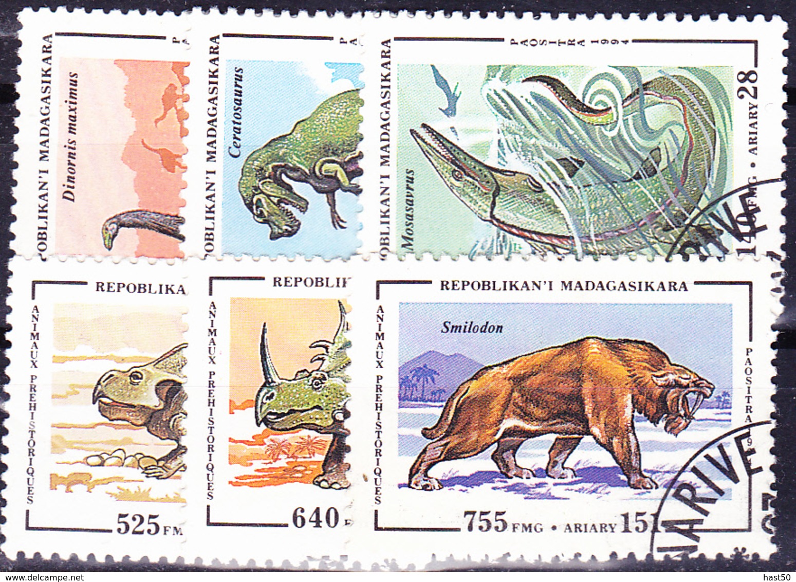 Madagaskar - Prähistorische Tiere (Mi.Nr.: 1675/80) No Compl. 1994 - Gest Used Obl - Madagascar (1960-...)