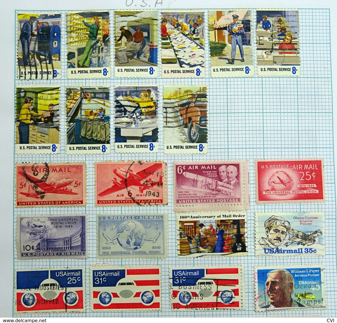 USA Mid Period To Modern, Air Mail, Christmas Stamps, Etc On Pages. - Collections