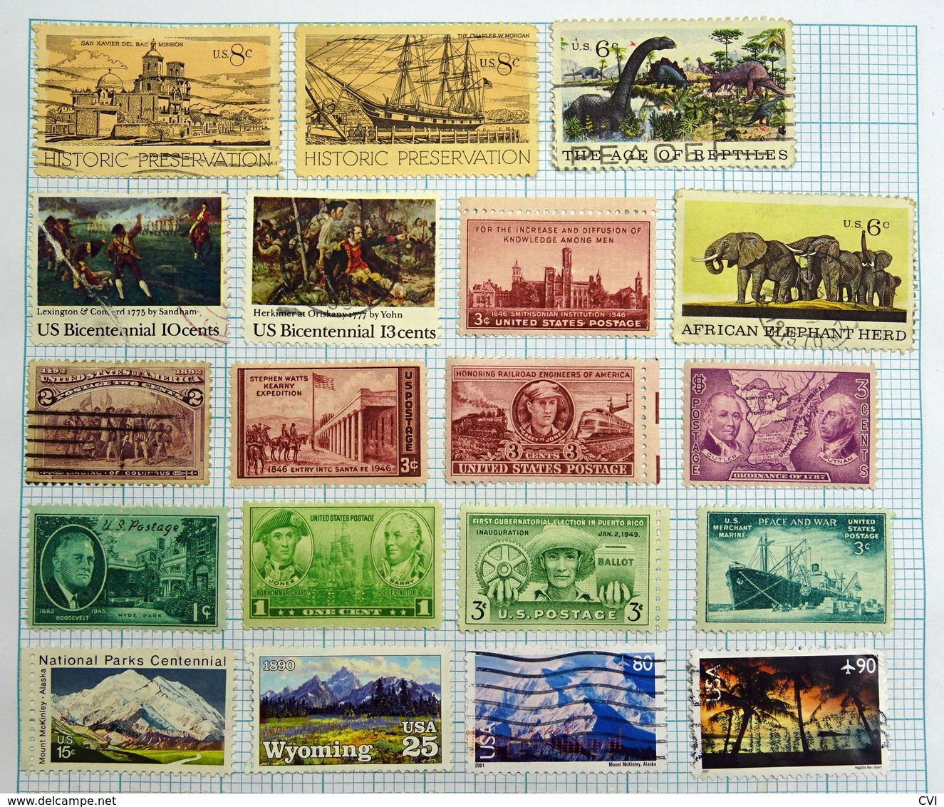 USA Mid Period To Modern, Air Mail, Christmas Stamps, Etc On Pages. - Collections