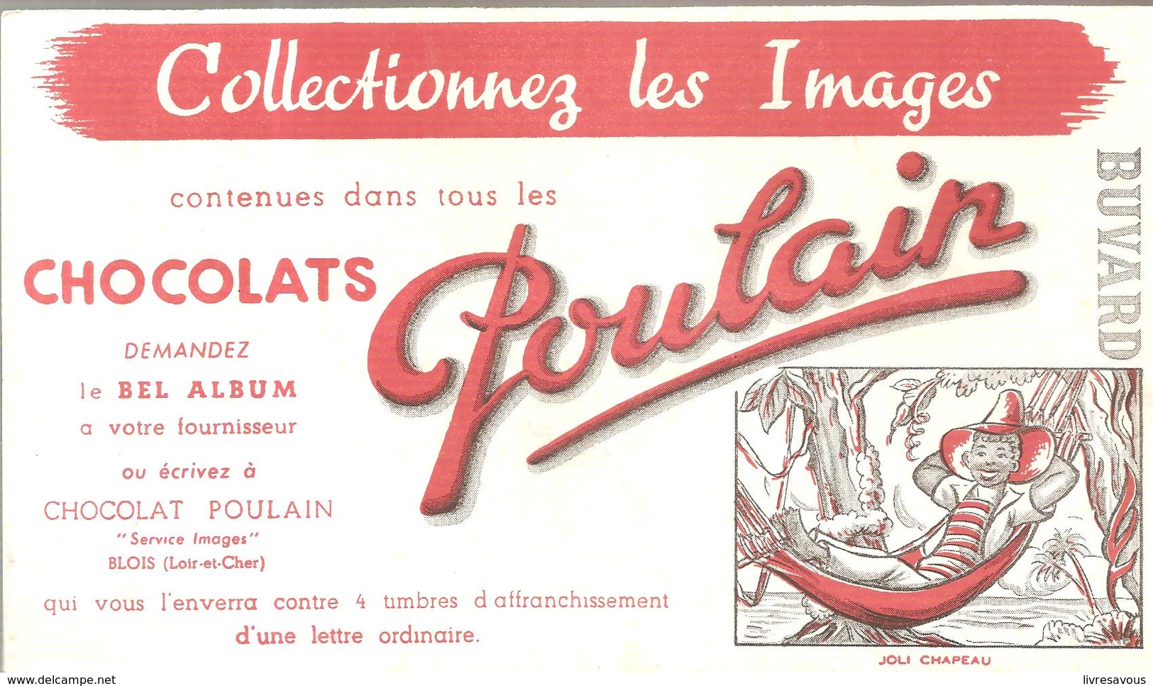 Buvard Poulain Collectionnez Les Images JOLI CHAPEAU - Chocolat