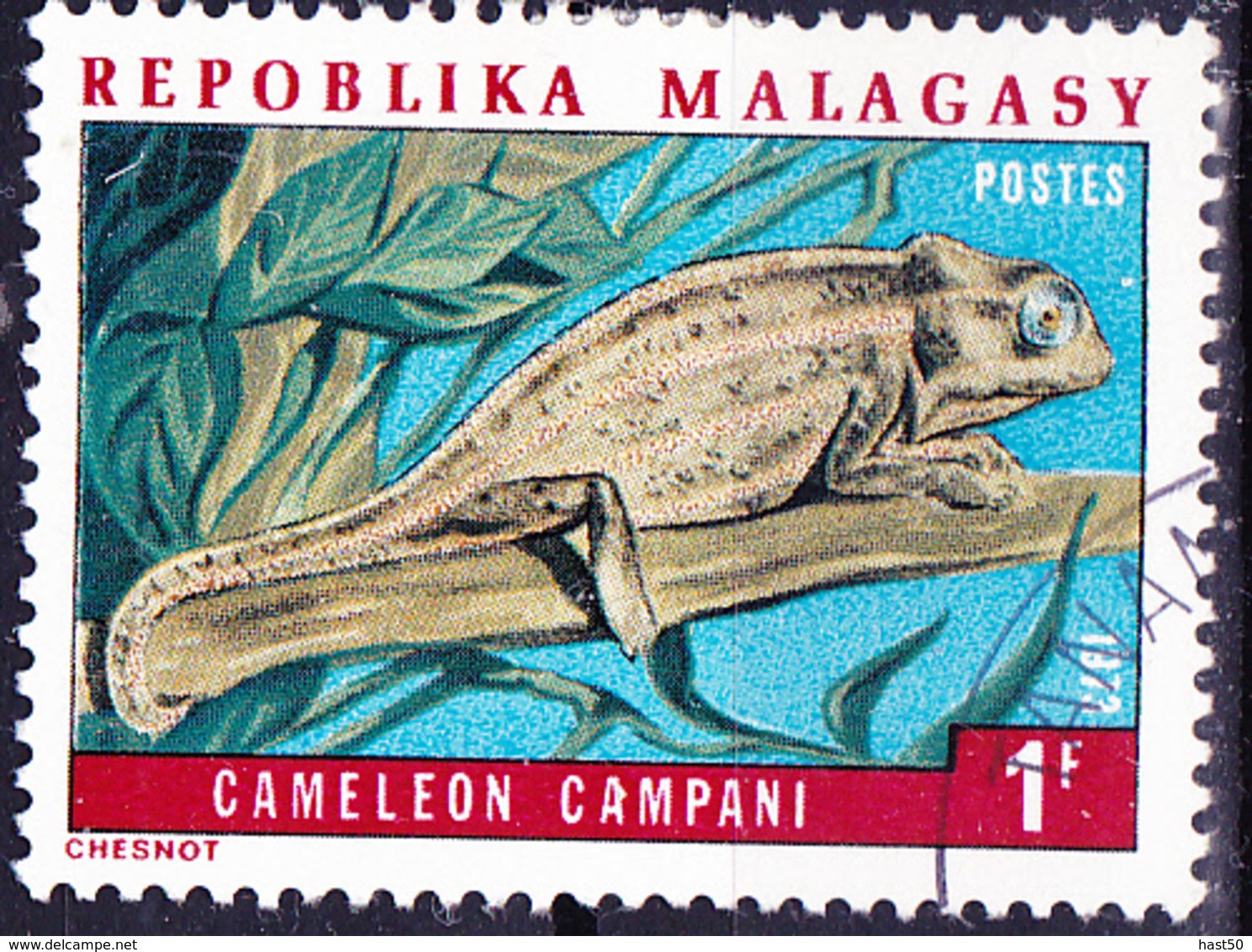 Madagaskar - Chamäleon (Furcifer Campani) Mi.Nr.: 683) 1973 - Gest Used Obl - Madagascar (1960-...)