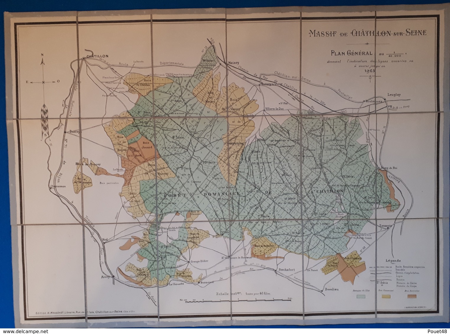 Carte: Massif De Chatillon Sur Seine - 1925: - Cartes Routières