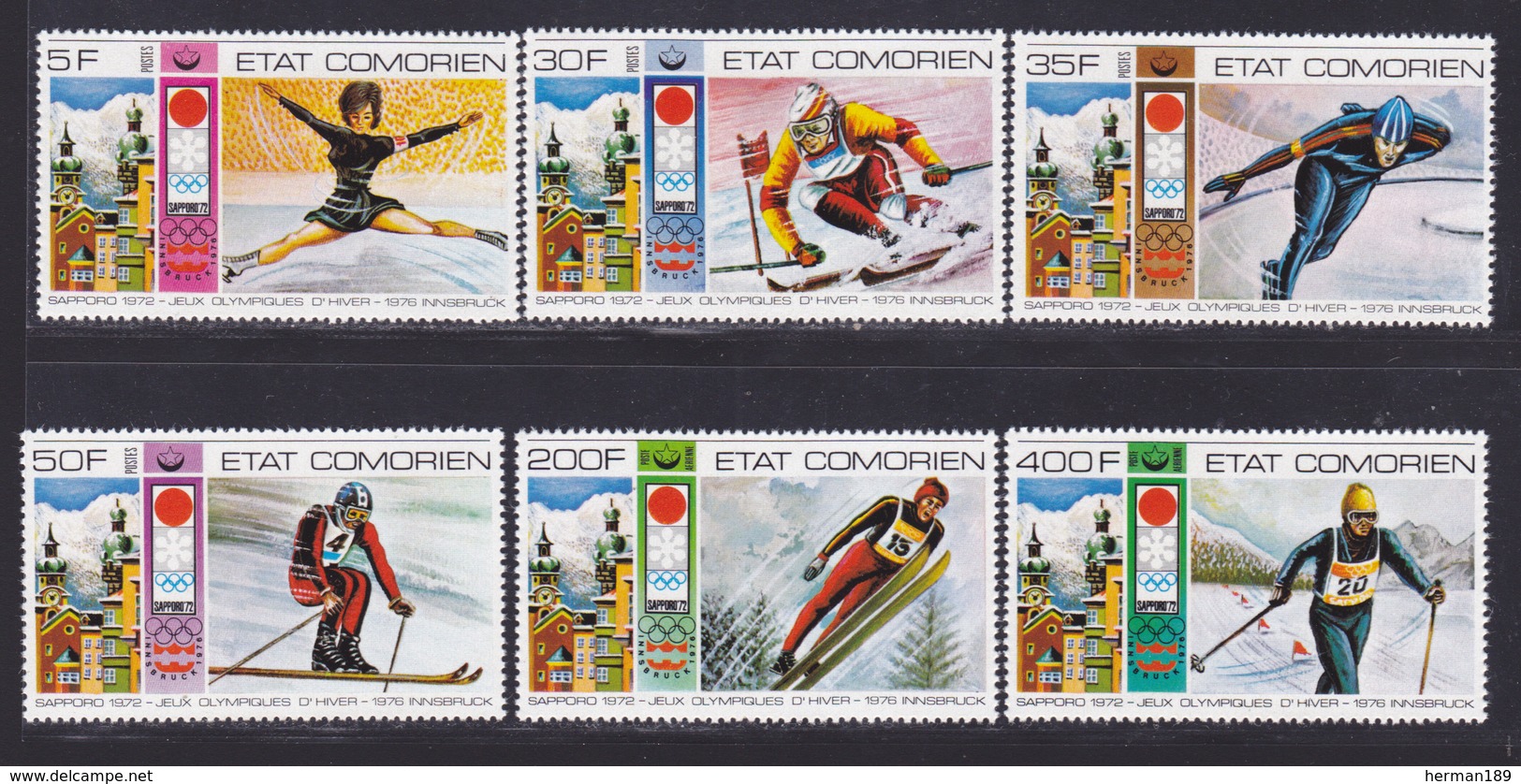 COMORES N° 138 à 141, AERIENS 101 & 102 ** MNH Neufs Sans Charnière D8237) Jeux Olympiques D'hiver Innsbruck -1976 - Comores (1975-...)