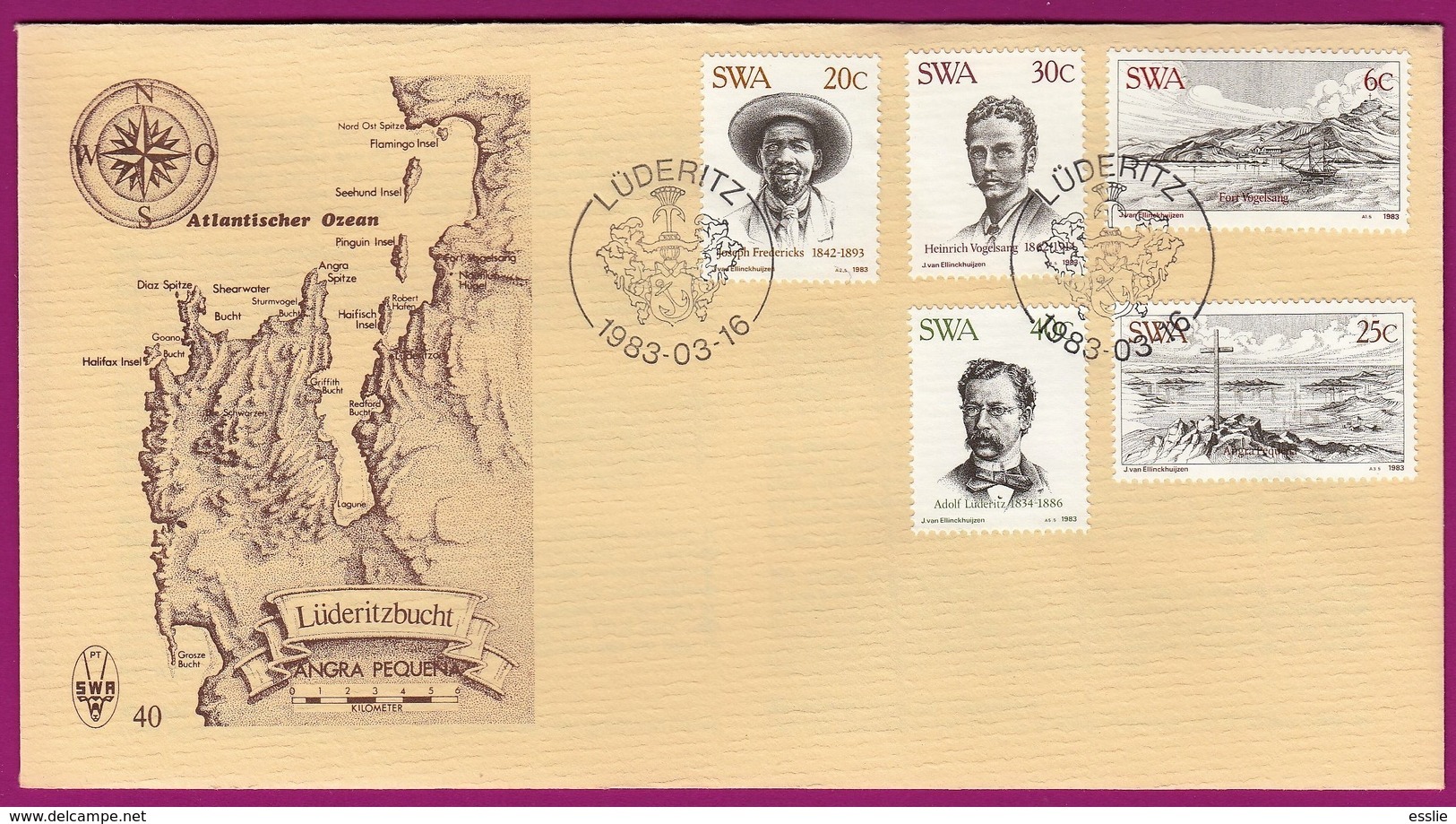 South West Africa SWA (Now Namibia) - 1983 - Centenary Of Luderitz - Complete Set On FDC - Géographie