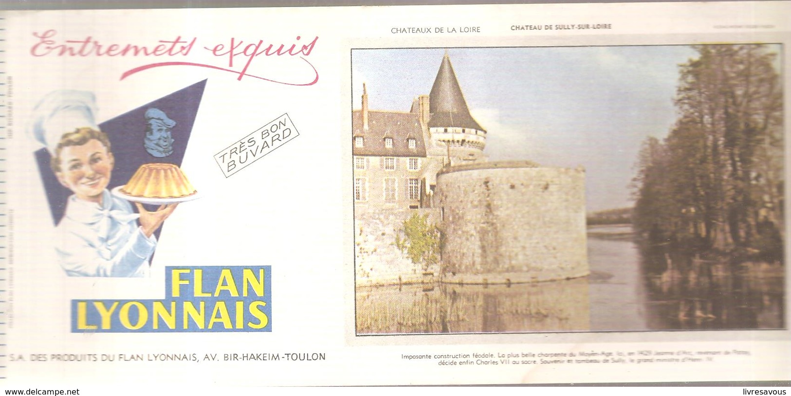 Buvard FLAN LYONNAIS Château De Sully Sur Loire - Zuivel