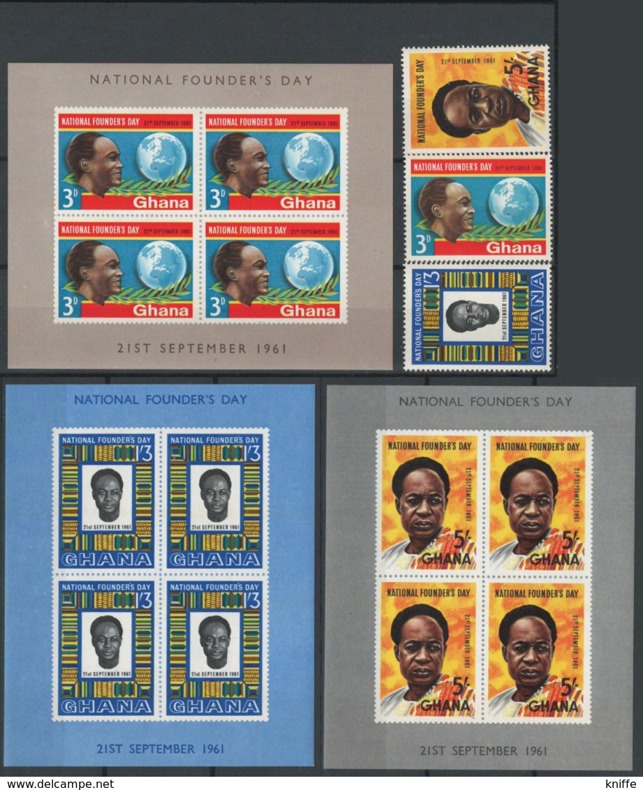 Ghana, 1961 Founder's Day - Stamps + Minisheet - MNH - BJ-26 - Ghana (1957-...)