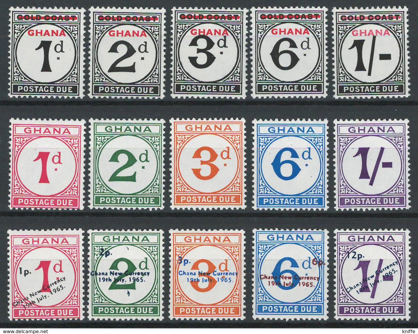 Ghana, 1958 1965 Postage Due Numeral Stamps - 3 Series Set - MNH - BJ-61 - Ghana (1957-...)