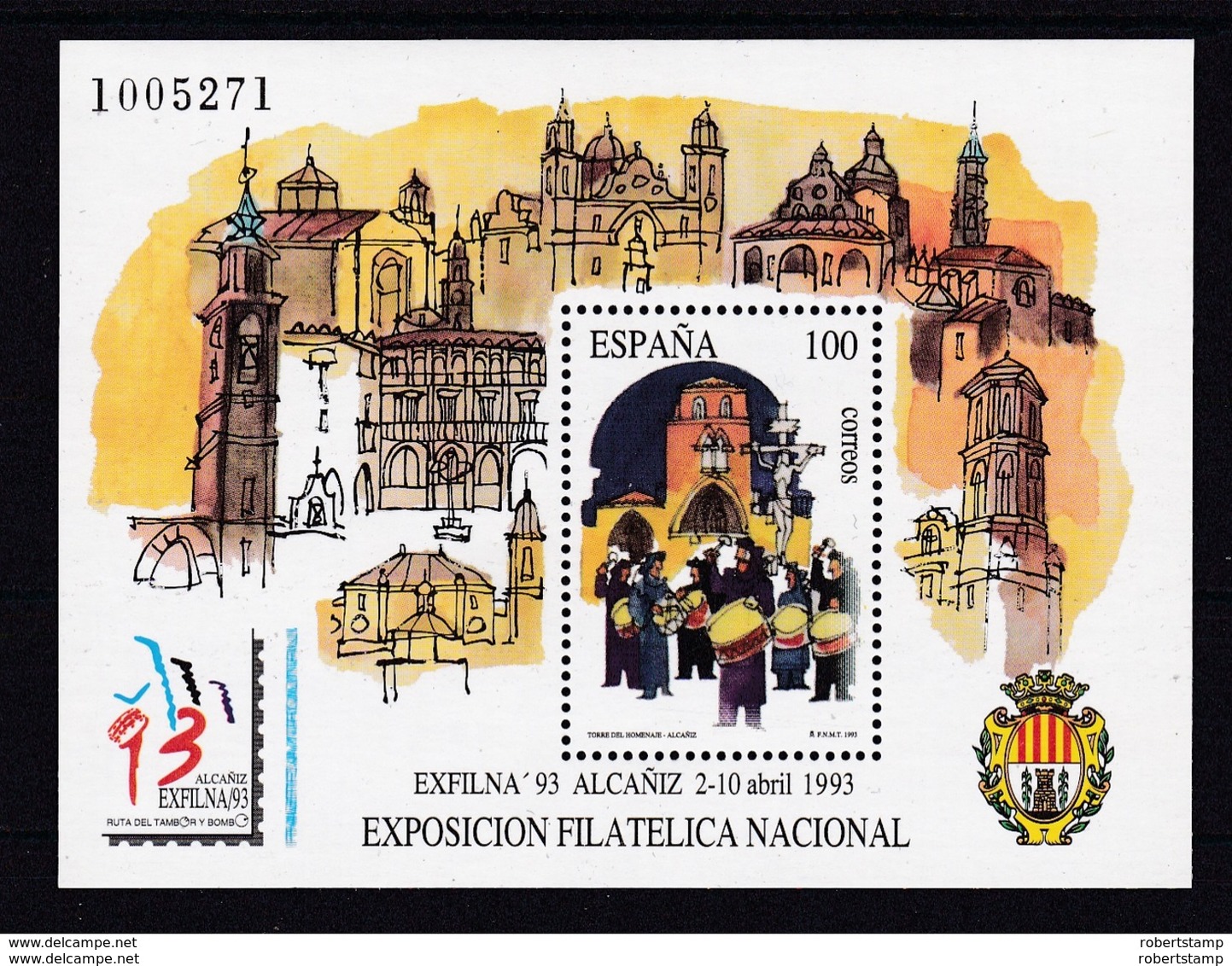 ESPAÑA 1993 - Exposicion Filatelica Nacional Hoja Bloque Nueva Sin Fijasellos -MNH- - Blokken & Velletjes