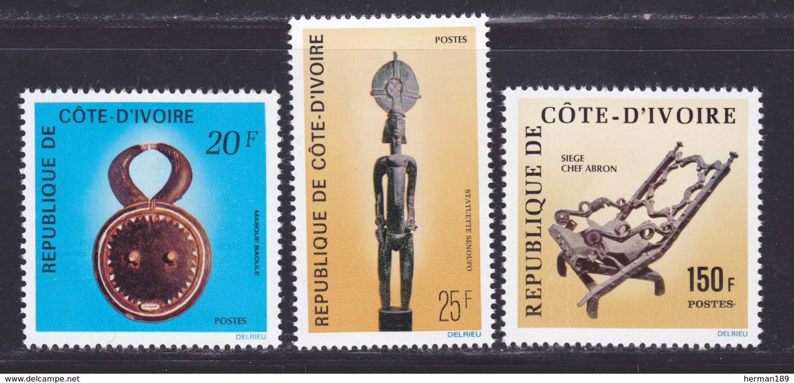 COTE D'IVOIRE N°  399 à 401 ** MNH Neufs Sans Charnière, TB (D8242) Art Ivoirien - 1976 - Ivoorkust (1960-...)