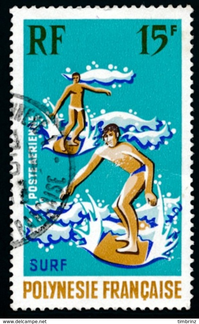 POLYNESIE 1971 - Yv. PA 48 Obl.   Cote= 3,90 EUR - Sports Nautiques : Surf  ..Réf.POL23467 - Used Stamps