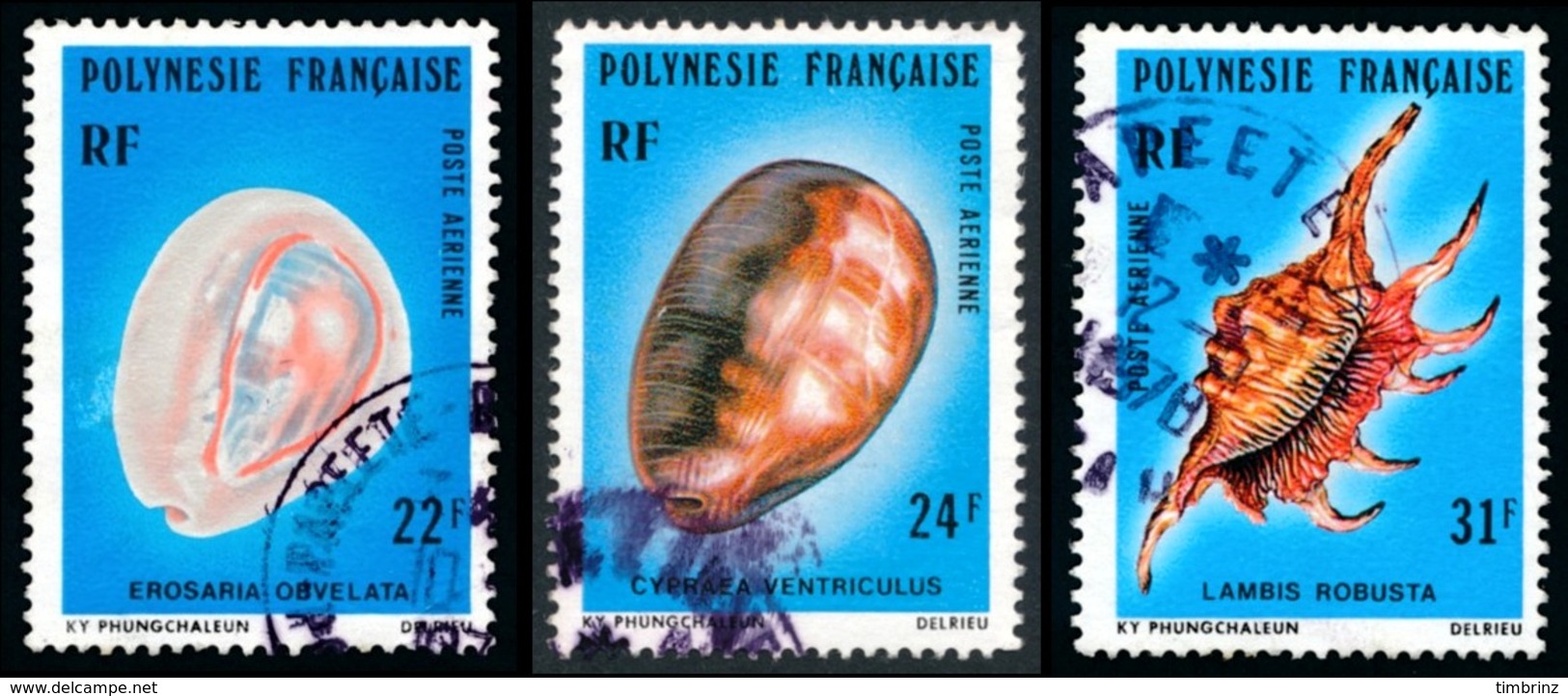 POLYNESIE 1978 - Yv. PA 132 133 134 Obl.   Cote= 4,65 EUR - Coquillages (3 Val.)  ..Réf.POL23478 - Usati