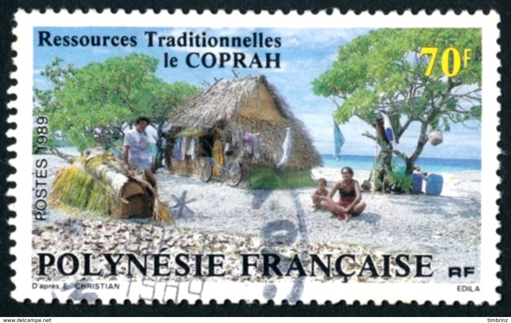 POLYNESIE 1989 - Yv. 327 Obl.  - Le Coprah. Traitement Des Fibres  ..Réf.POL23495 - Oblitérés