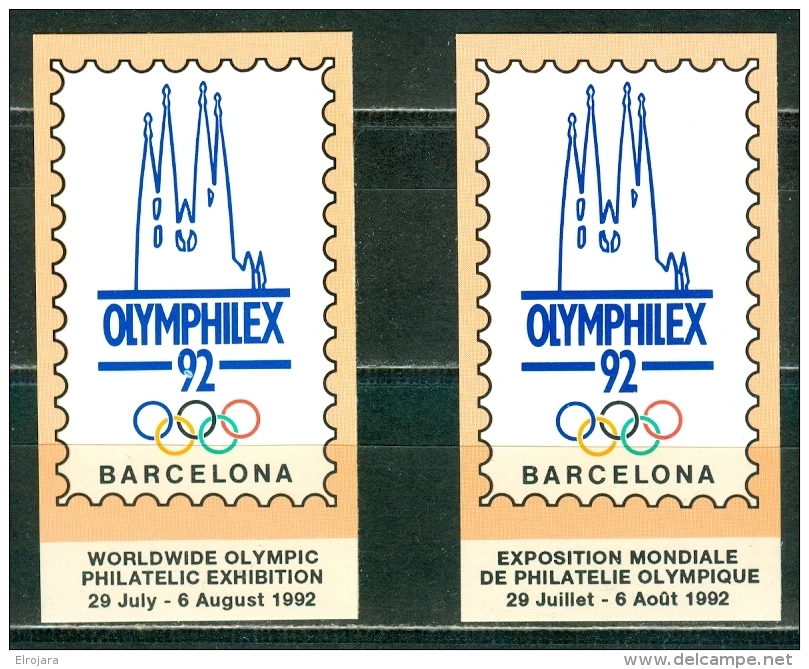 SPAIN Stamp Exhibition Olymphilex 92 In Barcelona During The Olympic Games French And English Posterstamp - Ete 1992: Barcelone