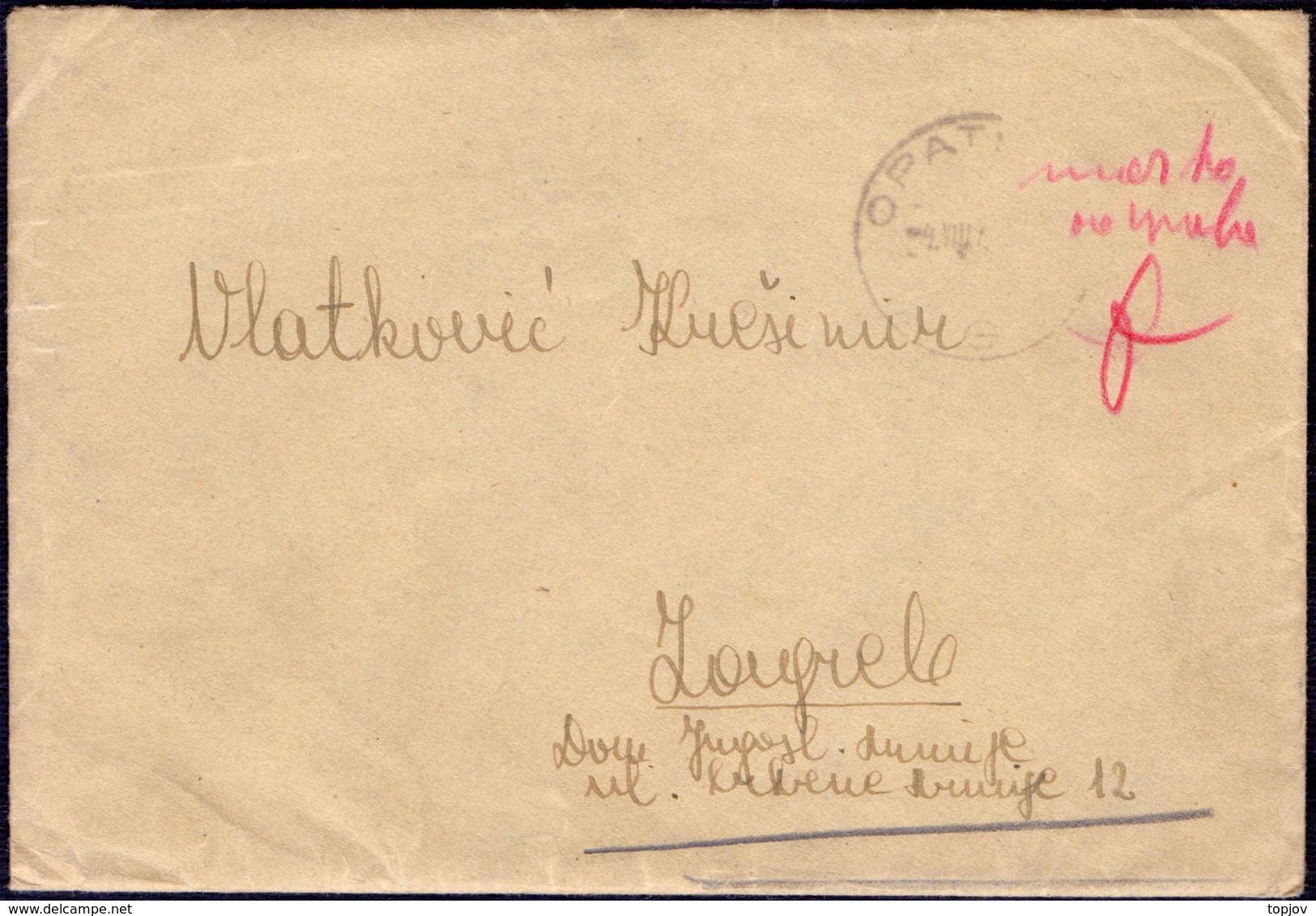 JUGOSLAVIA - CROATIA - CENSURA - OPATIJA - 1949 - Covers & Documents