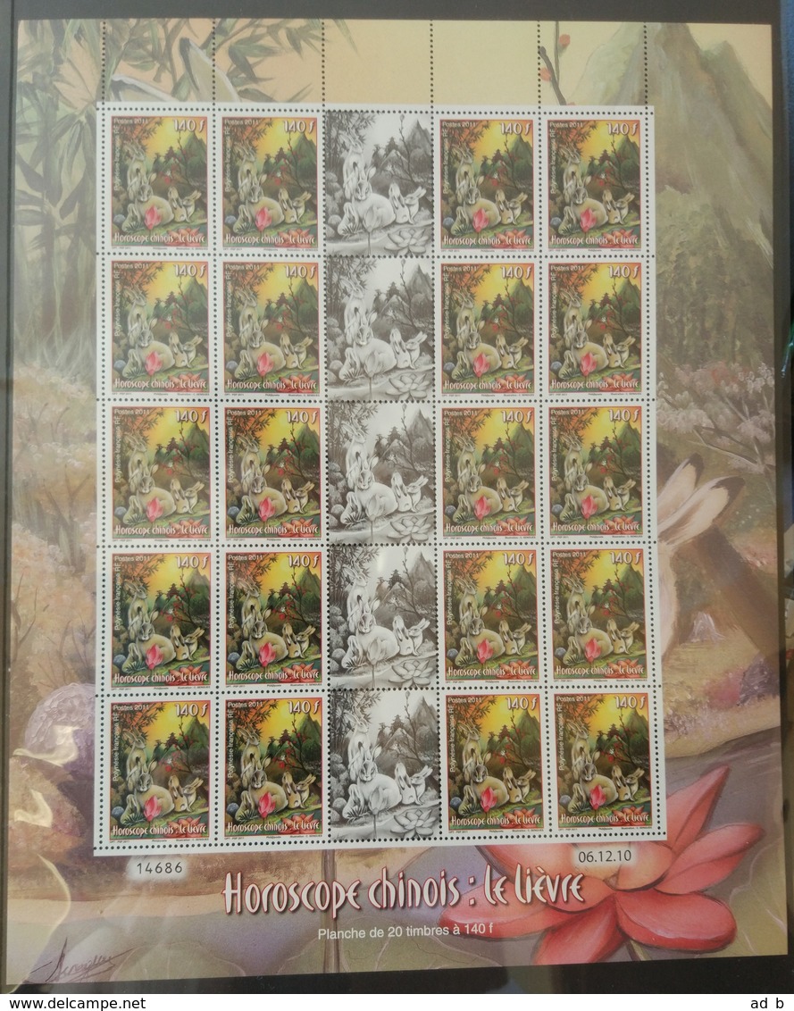 French Polynesia 2011. Chinese Calendar - Year Of The Rabbit. Stamp Sheet MNH - Blokken & Velletjes