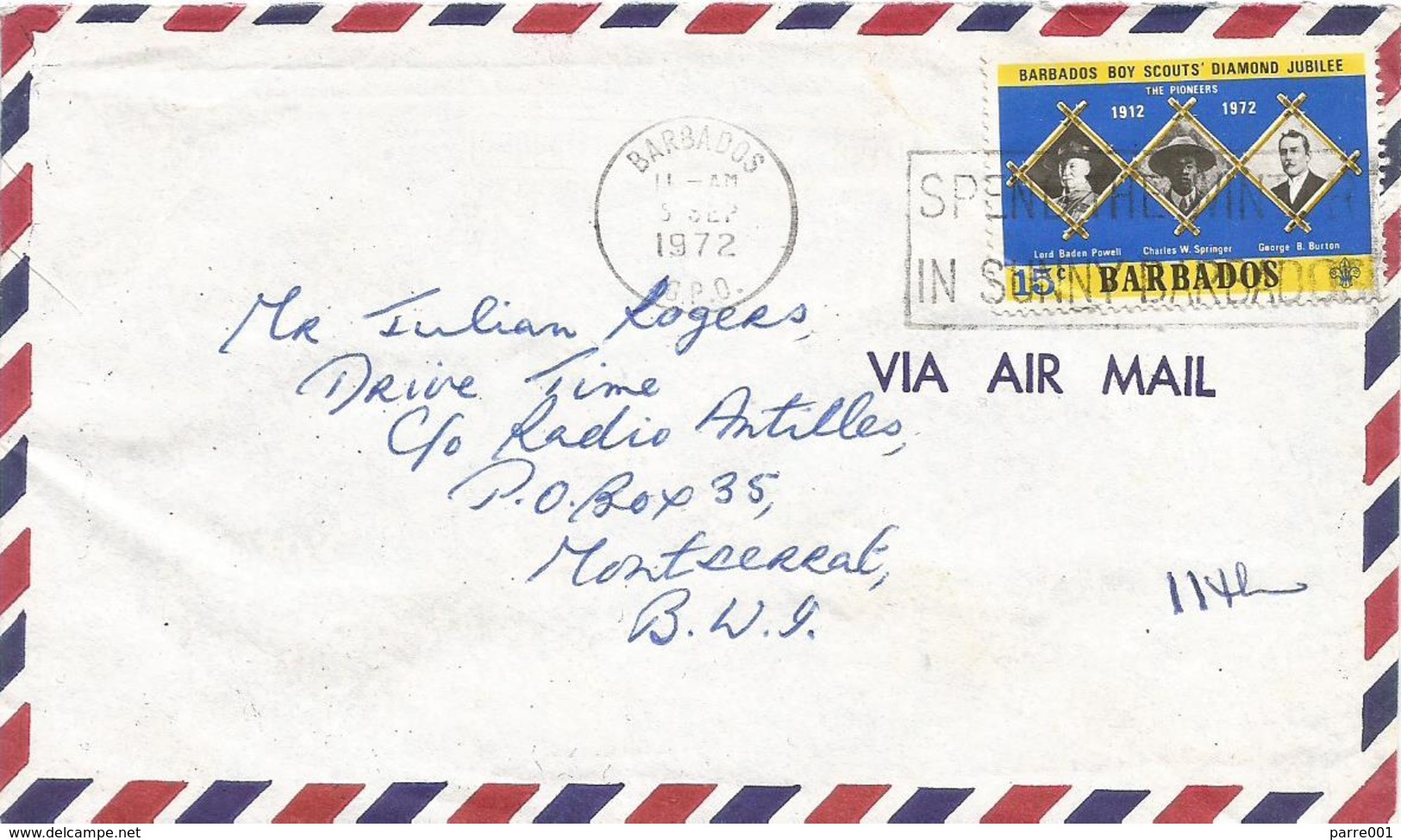 Barbados 1972 Bridgetown Boy Scouts Scouting Baden Powell George Burton Charles Springer Cover - Lettres & Documents