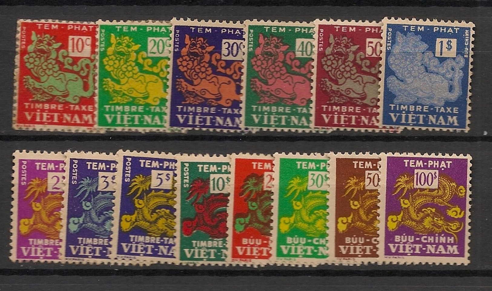 Vietnam (Empire) - 1952-56 - Taxe TT N°Yv. 1 à 14 - Complet - 14v - Neuf ** / MNH / Postfrisch - Vietnam