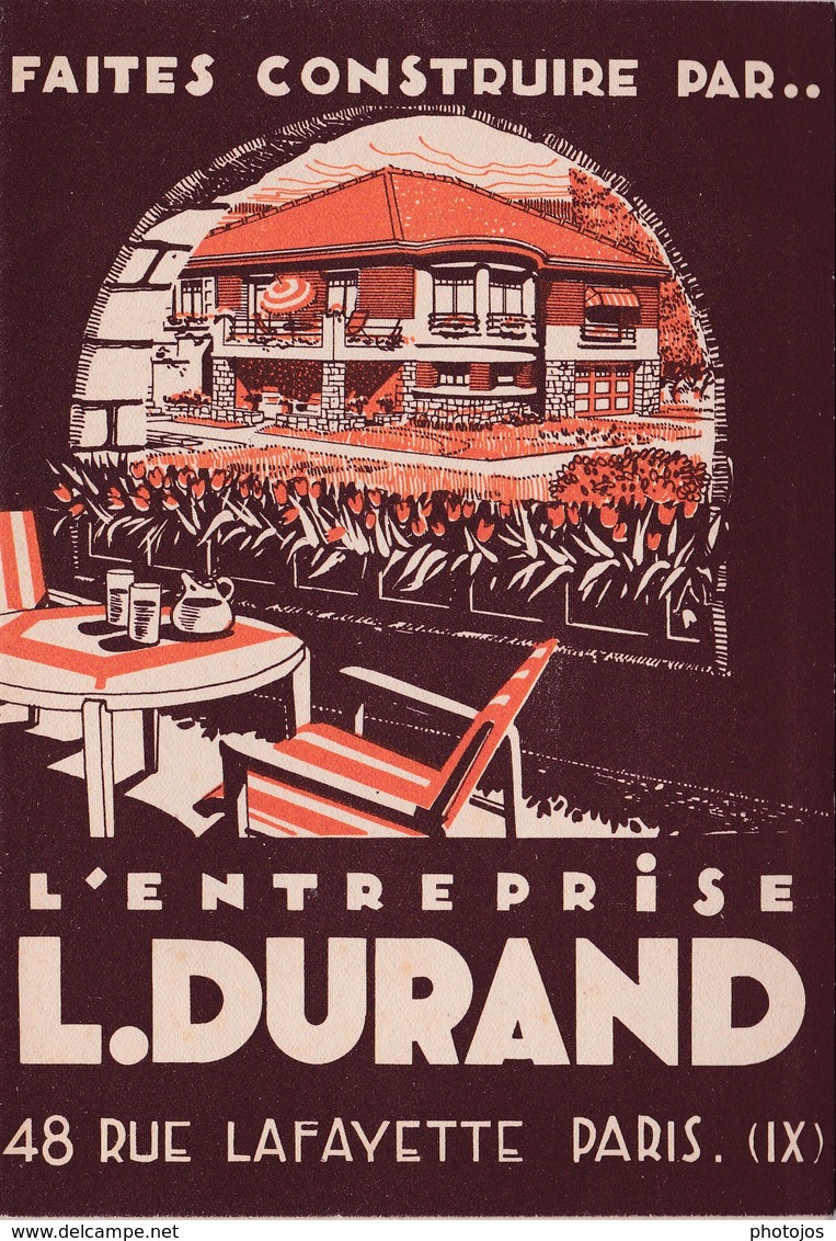 Intéressant Dépliant Publicitaire  Durand Constructeur De Maisons Rue Lafayette Paris (75) Plans De Maisons - Architecture