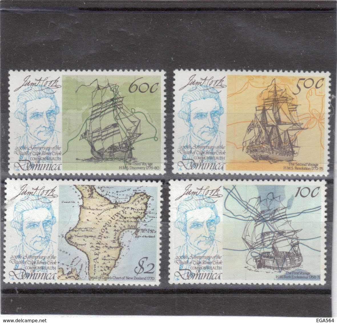 M18 - DOMINICA - 609/612** MNH De 1979 - James COOK - HMS Discovery - HMS Endeavour - HMS Résolution - - Dominique (1978-...)