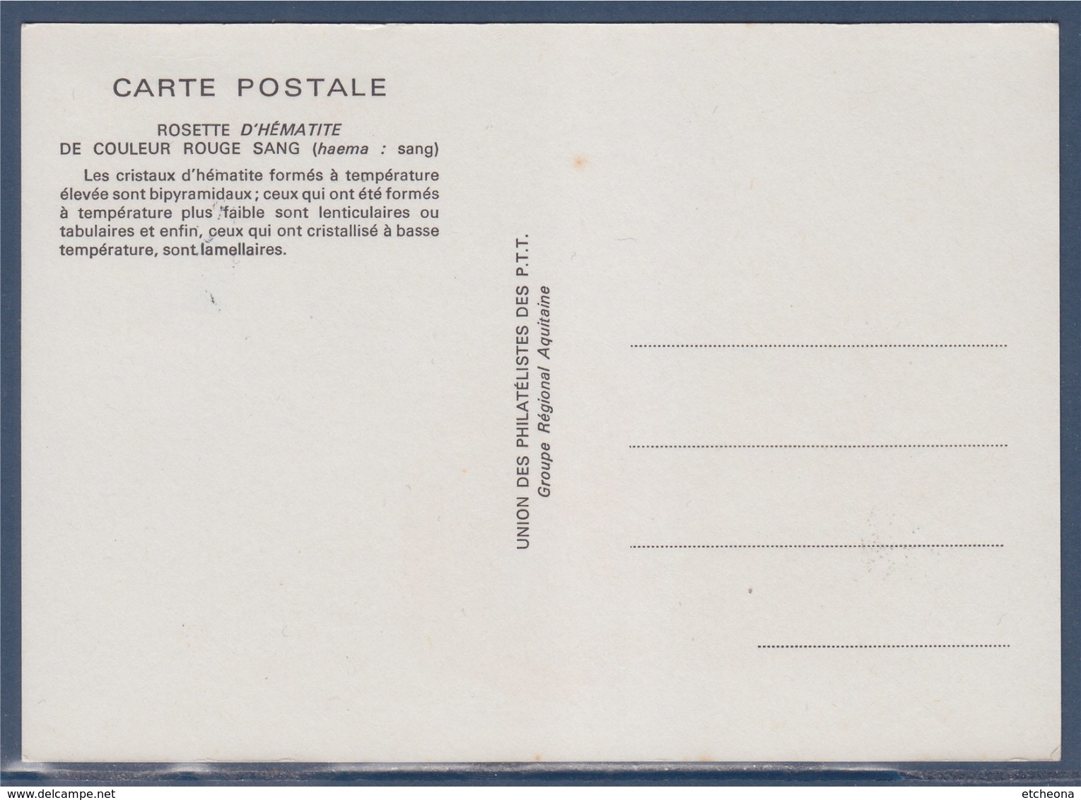 = Union Des Philatélistes Des PTT 6ème Bourse Exposition Minéraux Fossiles 10-11.10.83 Bordeaux N°1612 Carte Postale - Cachets Commémoratifs