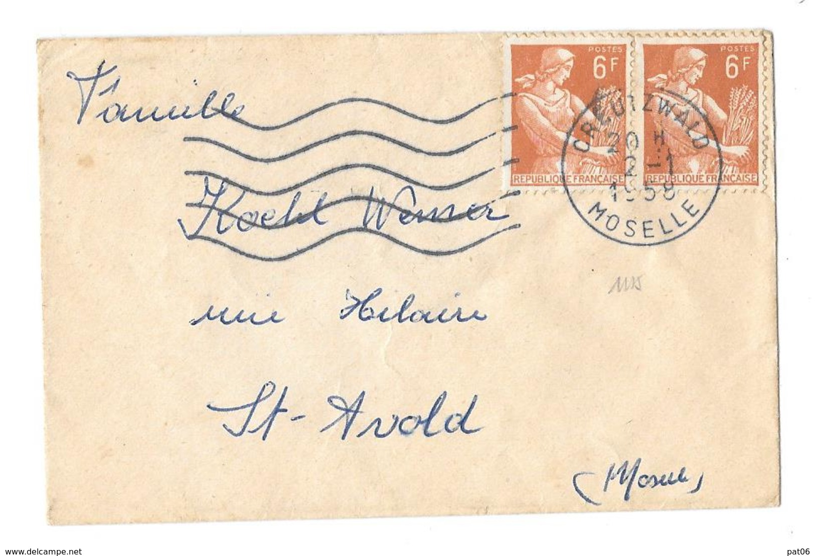 57 – MOSELLE « CREUTZWALD »  Carte De Visite Sous Enveloppe Ouverte - 5 Mots - Tarif à 12F.  (1.7.1957/5.1.1959)  N°1115 - 1921-1960: Période Moderne