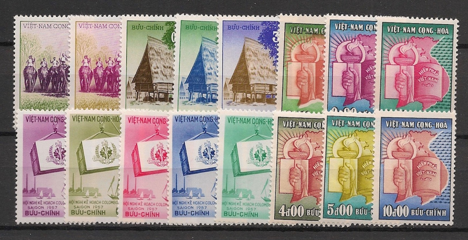 South Vietnam - Complete Year 1957 - N°Yv. 65 à 80 - 16v / Année Complète  - Neuf Luxe ** / MNH / Postfrisch - Viêt-Nam