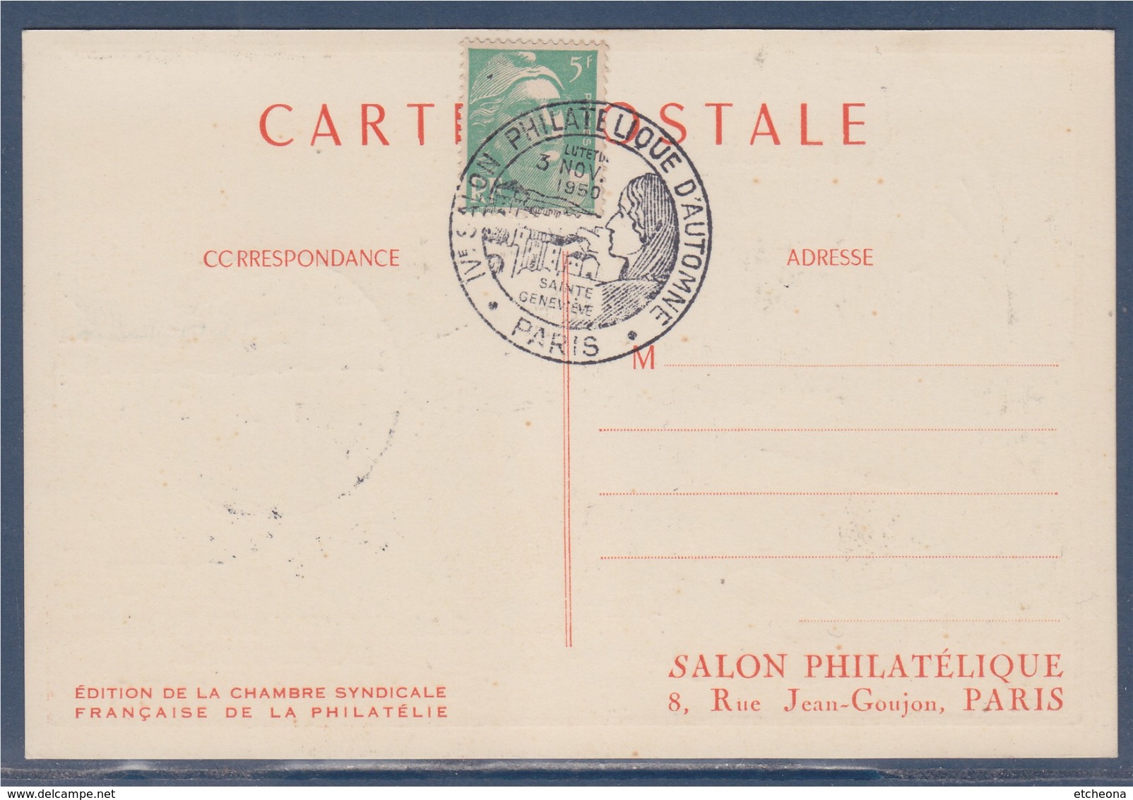 = IVème Salon Philatélique D'Automne Paris 3-6.11.50 Lutetia 3.11 Lutèce Et Sa Protectrice Sainte Geneviève N°738 Et 719 - Cachets Commémoratifs