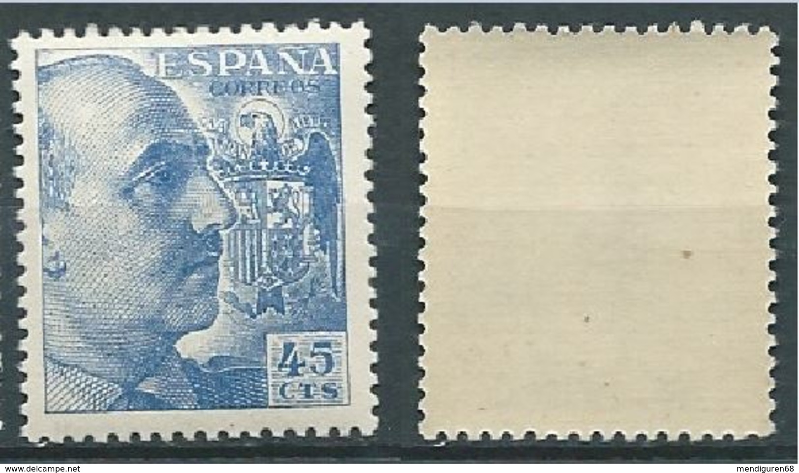 ESPAGNE SPANIEN SPAIN ESPAÑA 1949 GENERAL FRANCO 45 CTS BLUE ED 1052 YV 818 MI 848C SG 1119 SC 698A - Neufs