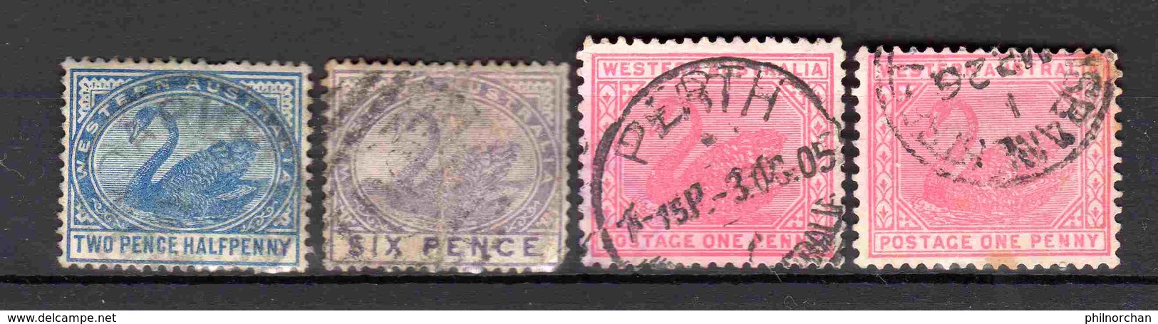 Western Australia 1885/1912 N°45,48,62a,70,  0,40 € (cote 3,35 €, 4 Valeurs)) - Oblitérés