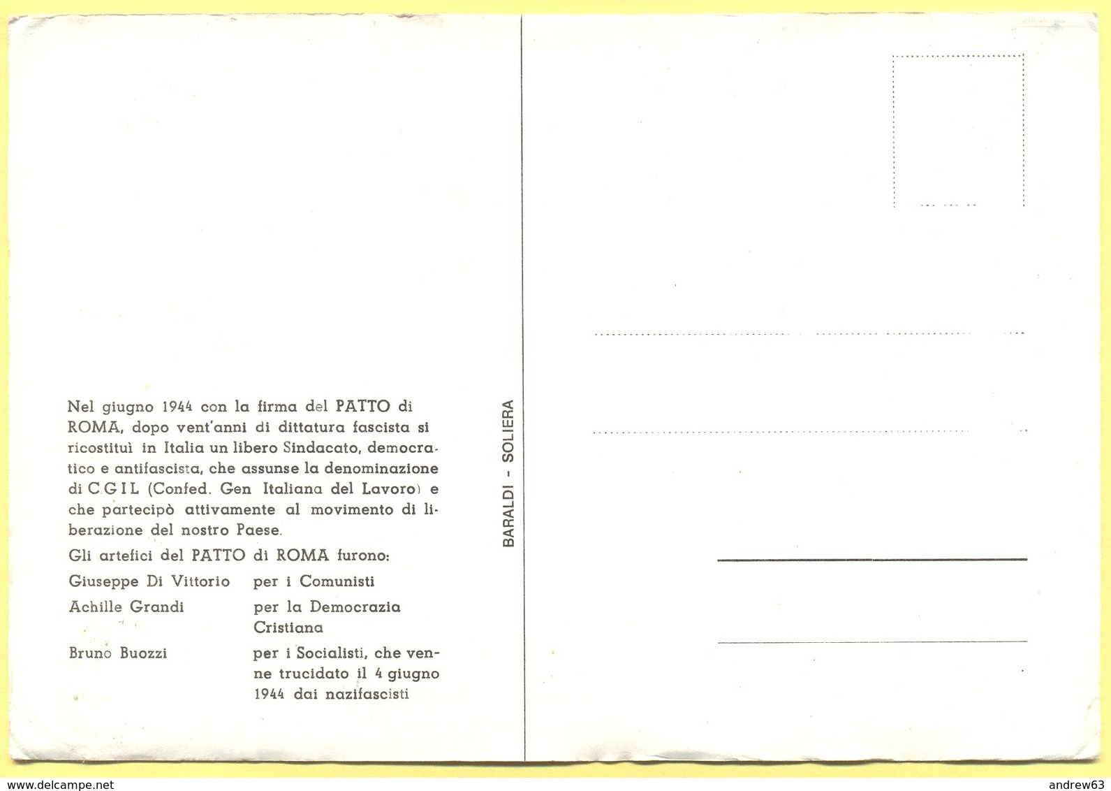 Tematica - Sindacati - CGIL - 1944-1984 40° Anniversario Del Patto Di Roma - Not Used - Labor Unions