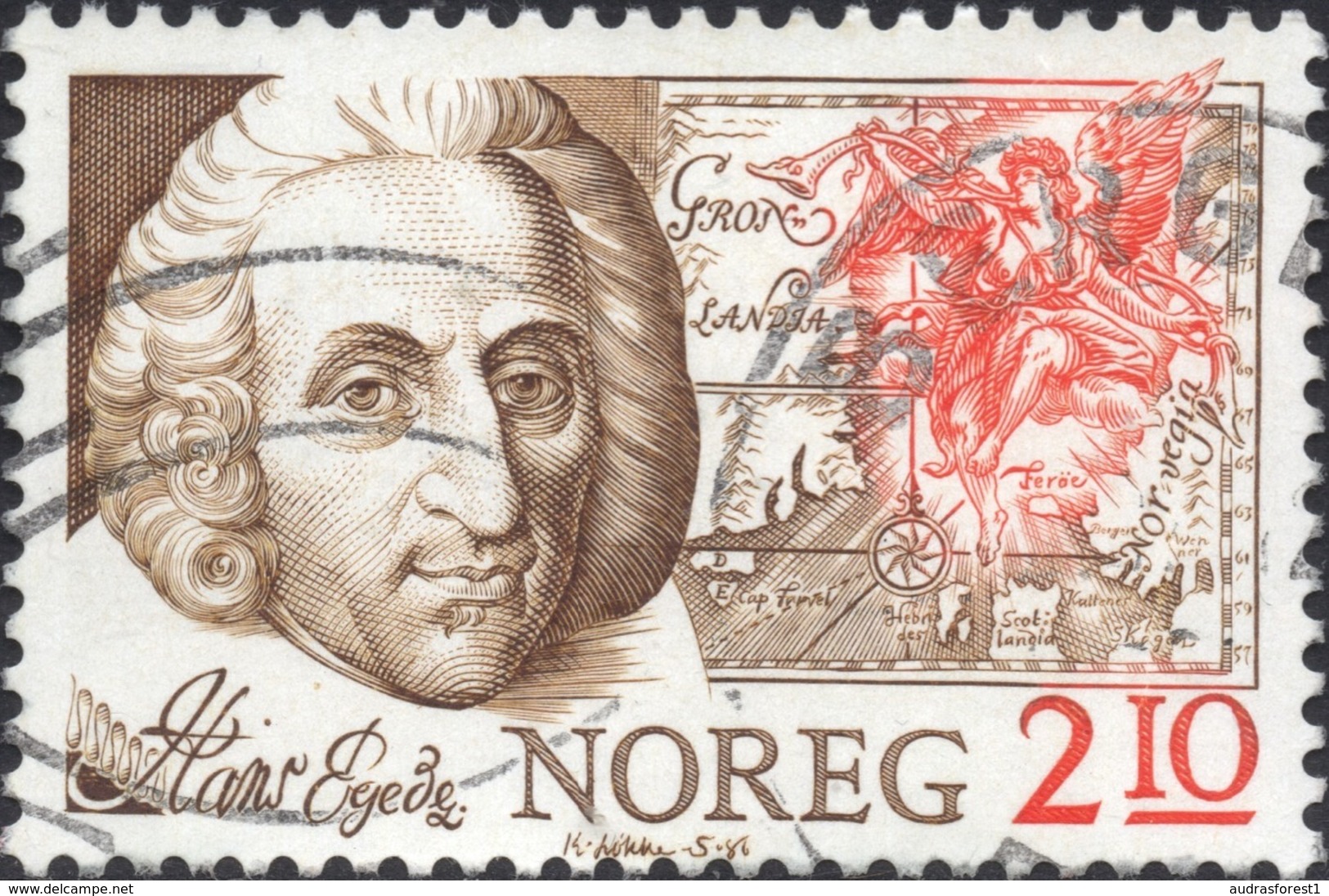 1986 NORWAY Value 2.10 Kr - Used Stamp MISSIONARY Michel No. 954 - Oblitérés