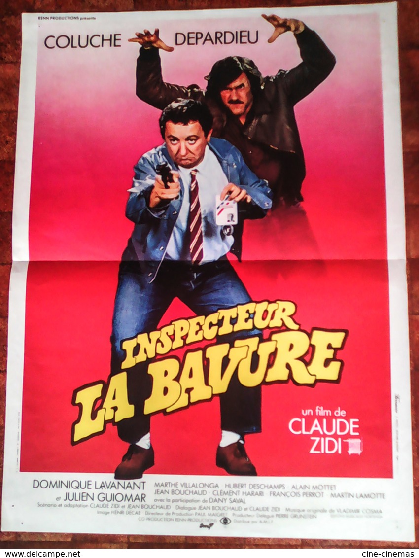 AFFI CINE ORIG INSPECTEUR LA BAVURE COLUCHE ZIDI DEPARDIEU 1980 40X60 - Affiches & Posters