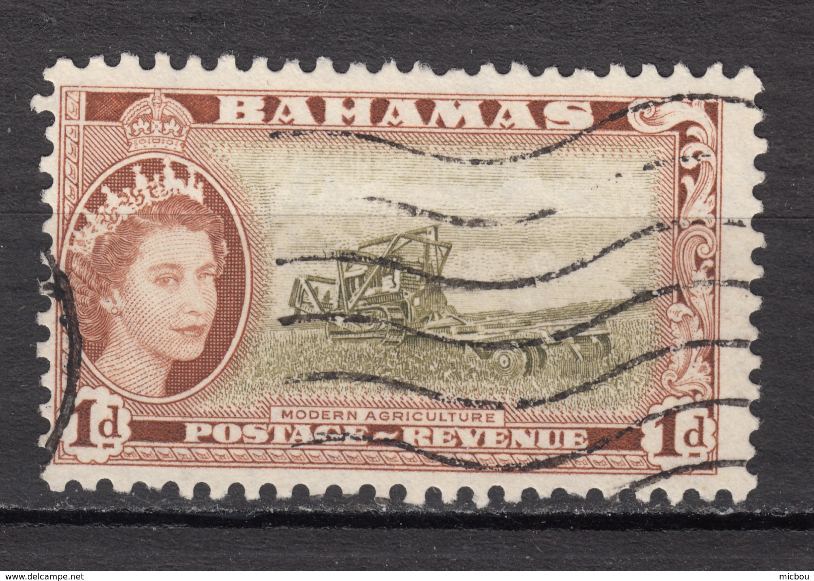 ##19, Bahamas, Élizabeth II, Moiçonneuse-batteuse, Agriculture, Tracteur, Tractor - Bahamas (1973-...)