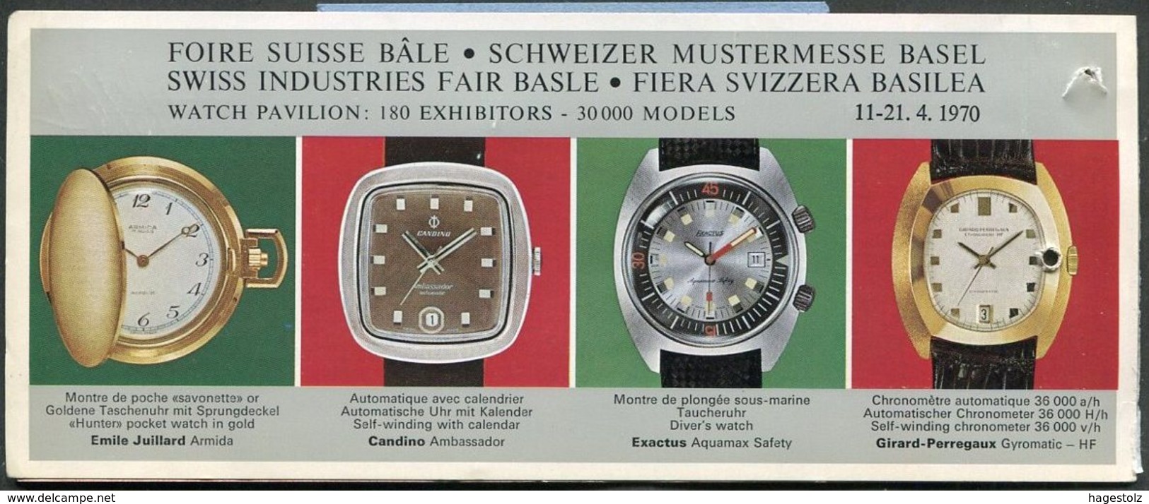 SWISSAIR Airline 1970 Air Passenger Ticket Flugticket Billet D'avion WATCHES Adv Brussels AIRPORT TAX Fee Revenue Fiscal - Europe