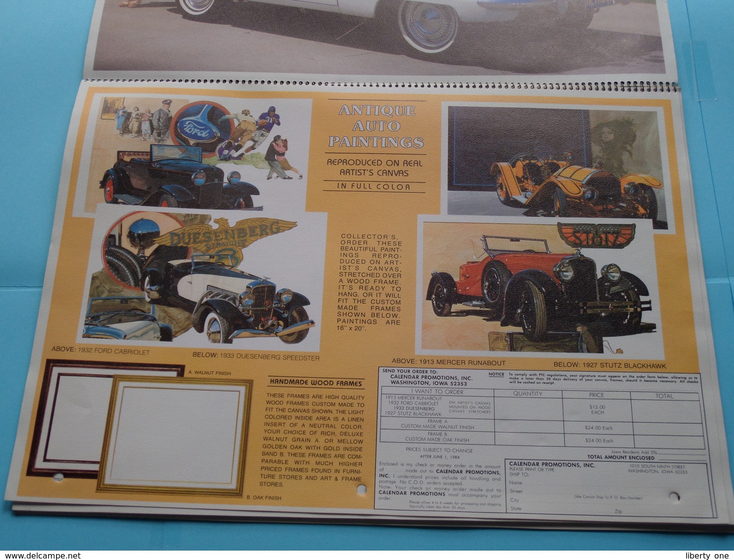 Calendar ( OLD CARS > See Photos ) 1984 COLLECTOR'S EDITION : Season's Greetings ( Fifth Edit. / Calendar Prom. ) ! - Cars