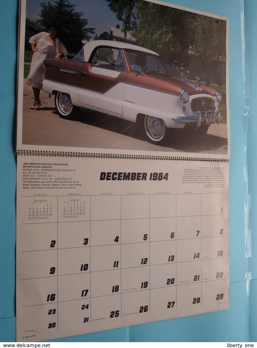 Calendar ( OLD CARS > See Photos ) 1984 COLLECTOR'S EDITION : Season's Greetings ( Fifth Edit. / Calendar Prom. ) !