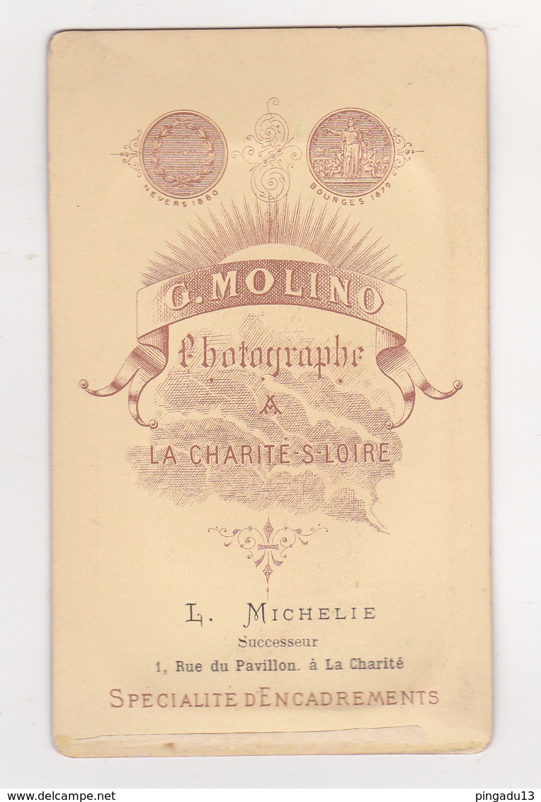 Au Plus Rapide CDV Photographe Molino Michelie Succ. La Charité Sur Loire Nièvre Portrait Femme Coiffe Folklore - Anciennes (Av. 1900)