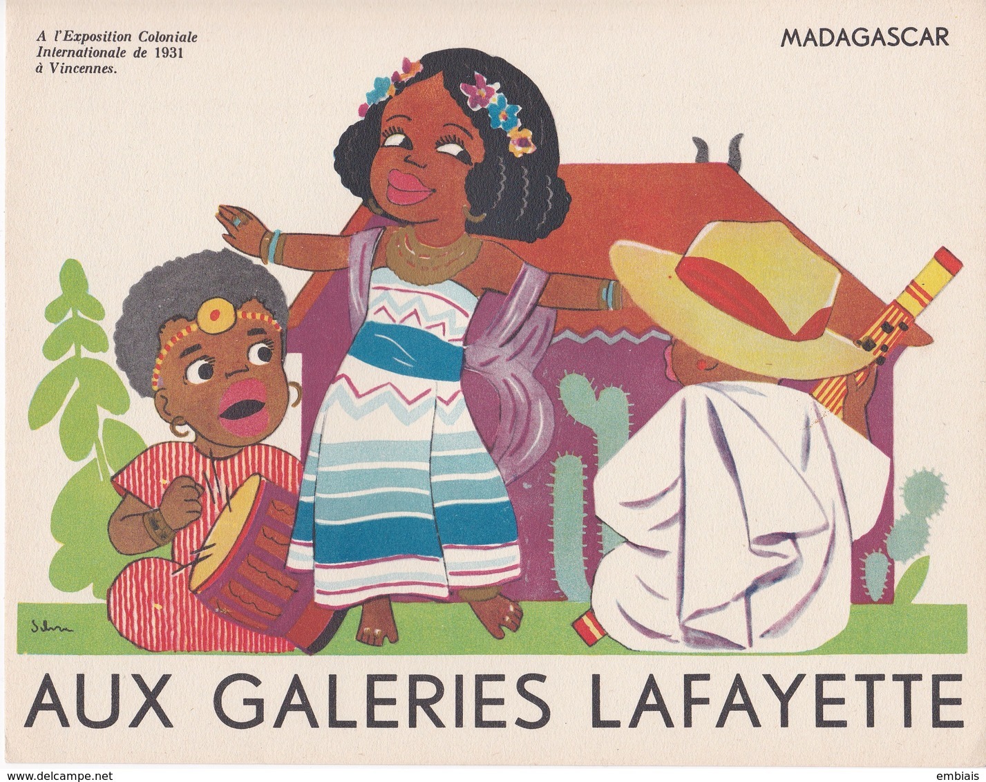 MADAGASCAR -  Aux Galeries Lafayette - A L'Exposition Coloniale 1931. Buvard Publicitaire Dessiné Par Sylvestre - Autres & Non Classés