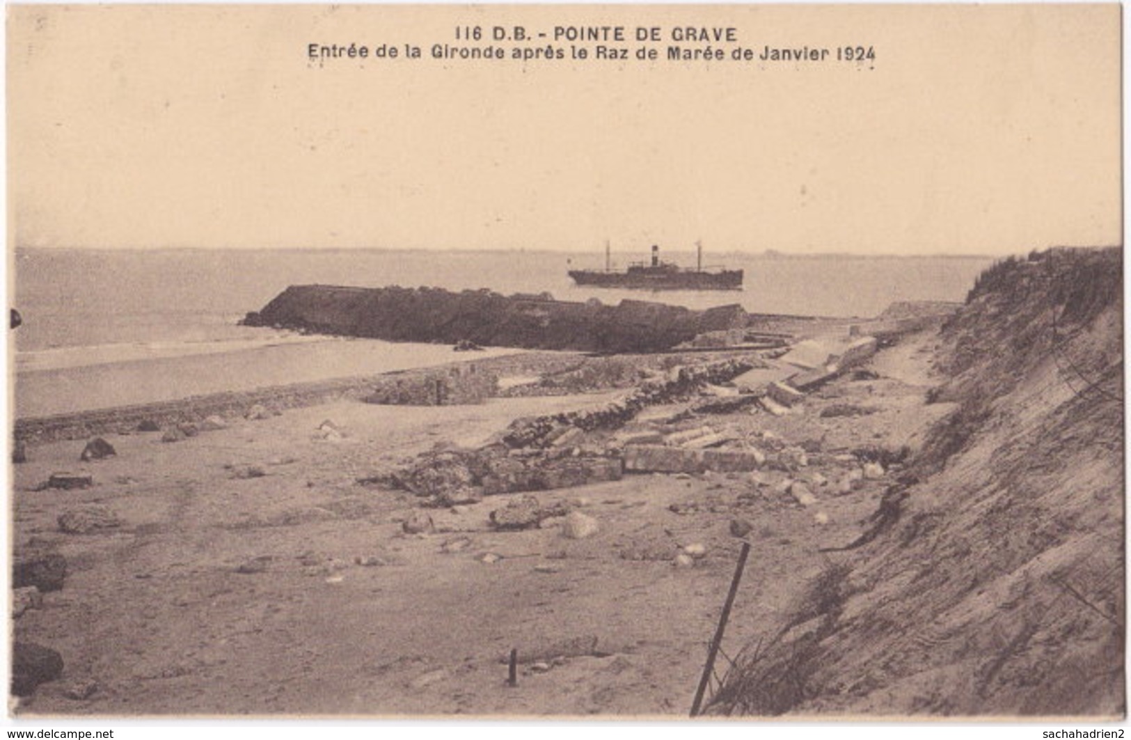 33. POINTE DE GRAVE. Entrée De La Gironde Après Le Raz De Marée De Janvier 1924. 116 - Autres & Non Classés