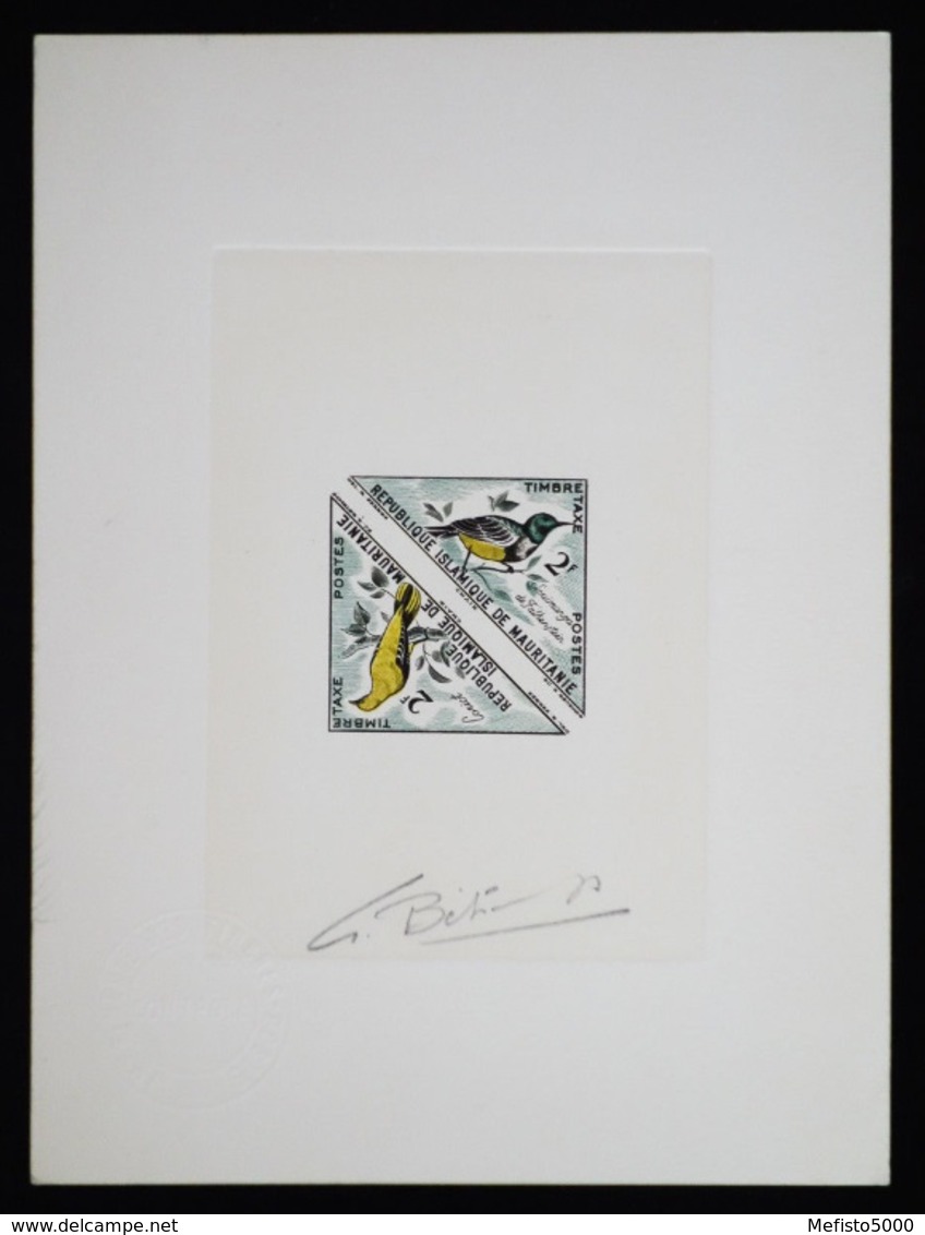 Mauritanie T38/9 Epreuve D'artiste Signé Multicolore.Mauritania Artist Signed Die Proof. Birds, Oiseaux, Fauna - Moineaux