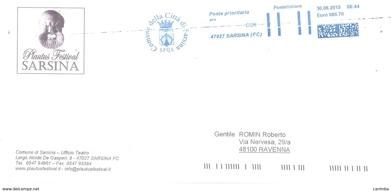 COMUNE DELLA CITTA' DI SARSINA FC - Macchine Per Obliterare (EMA)