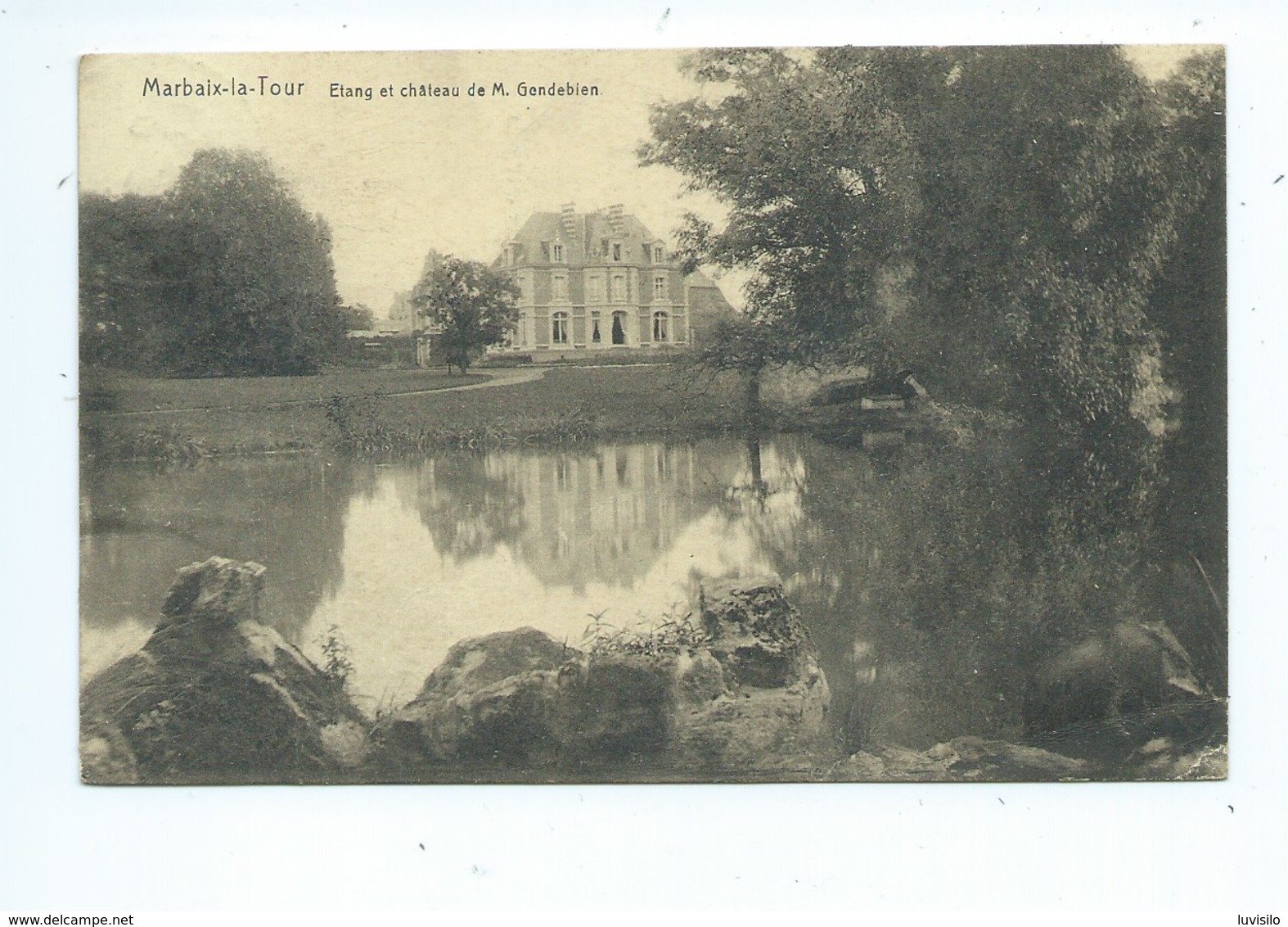 Marbaix La Tour Etang Et Château ( Etat !!! Carte Froissée Et Pliée  à Gauche ) - Ham-sur-Heure-Nalinnes