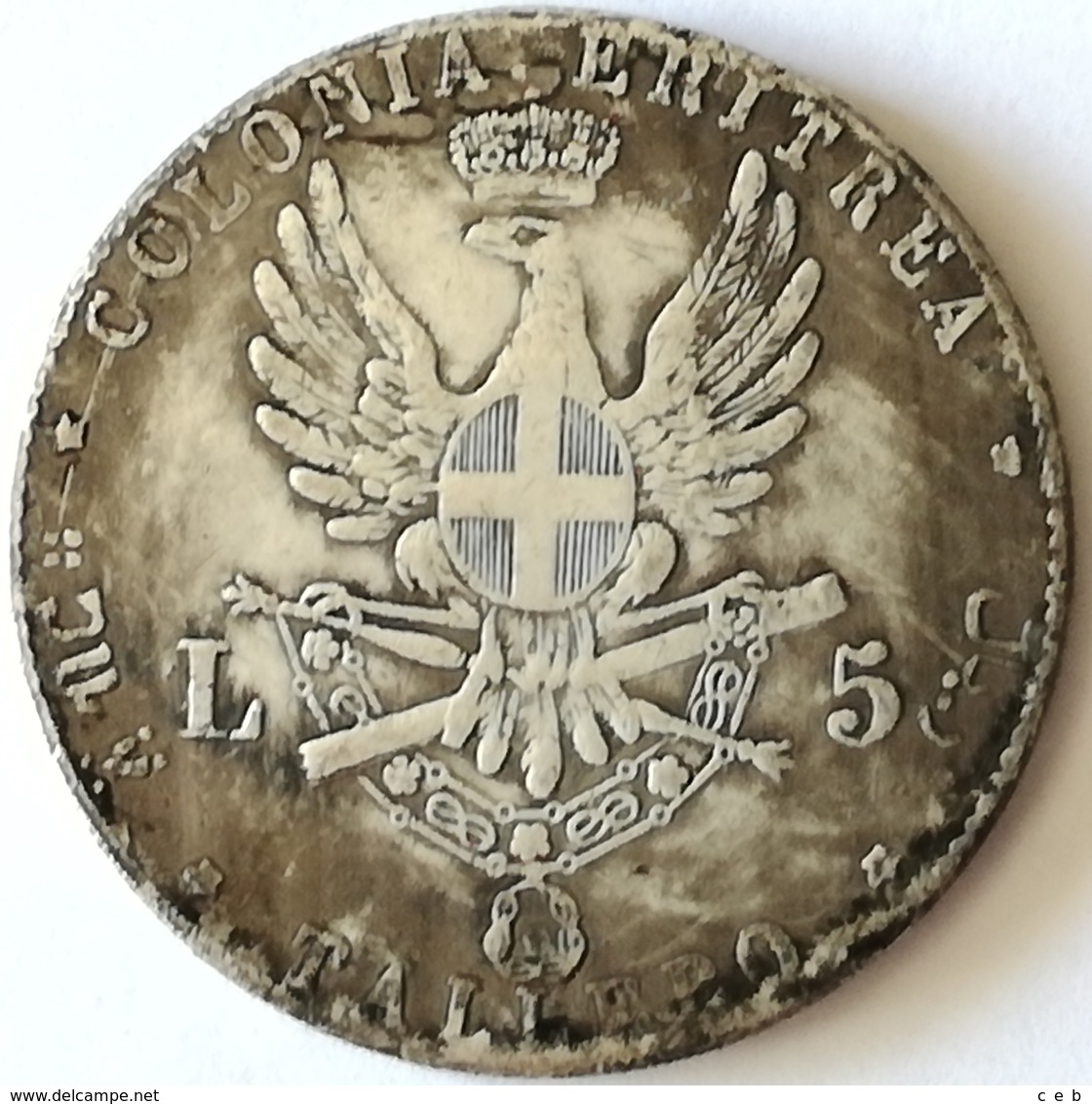 Réplica Moneda Italia. Rey Umberto I. 1 Talero – 5 Liras. Eritrea. 1891 - 1878-1900 : Umberto I