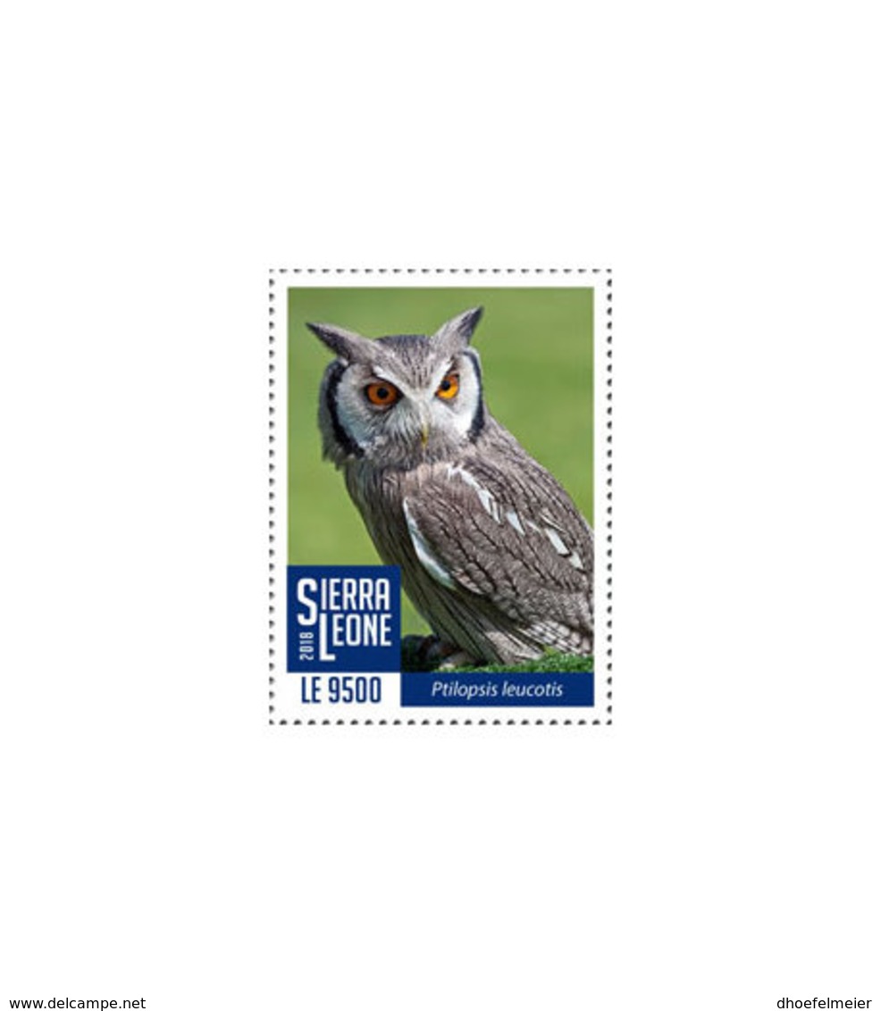 SIERRA LEONE 2018 MNH White Faced Owl 1v - OFFICIAL ISSUE - DH1902 - Sierra Leone (1961-...)