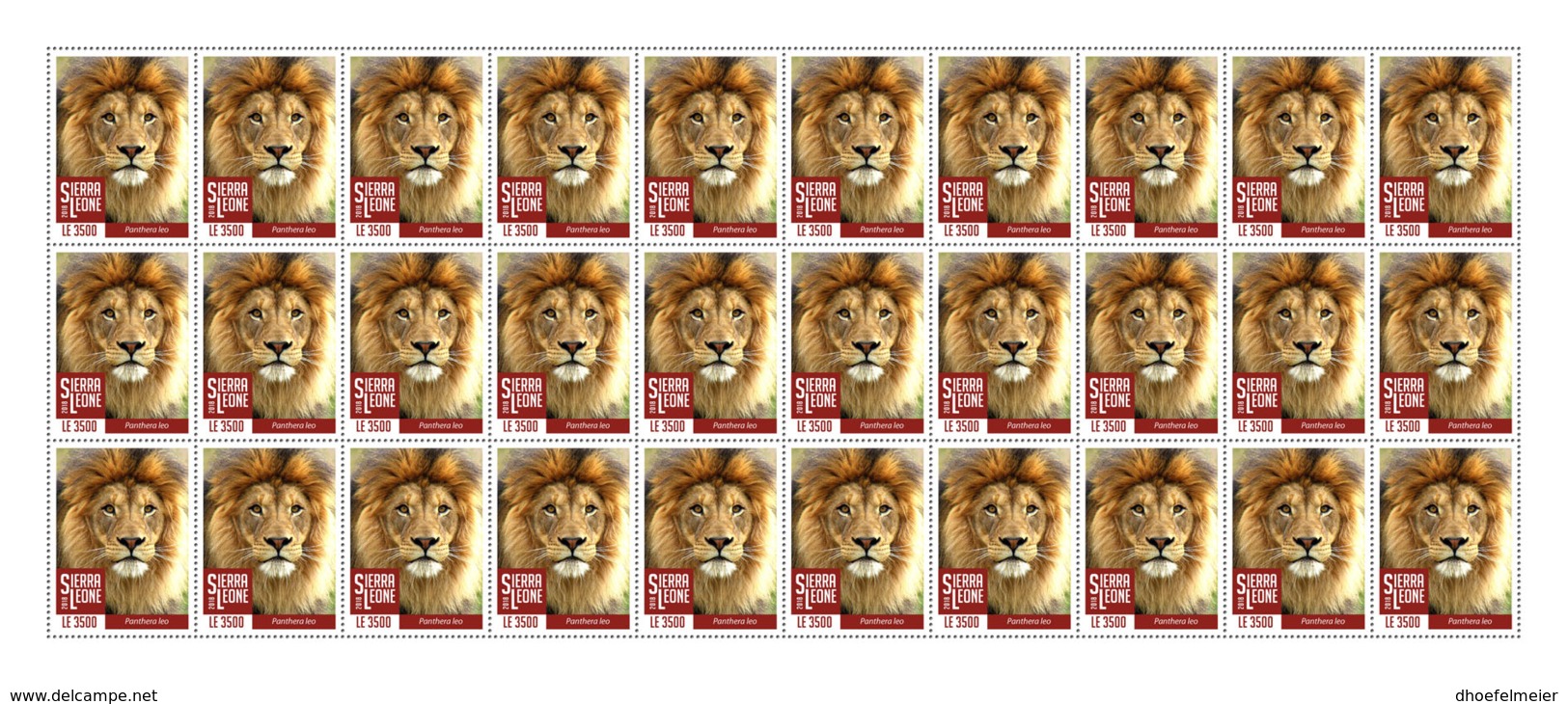 SIERRA LEONE 2018 MNH Lions III 30v - OFFICIAL ISSUE - DH1902 - Sierra Leone (1961-...)