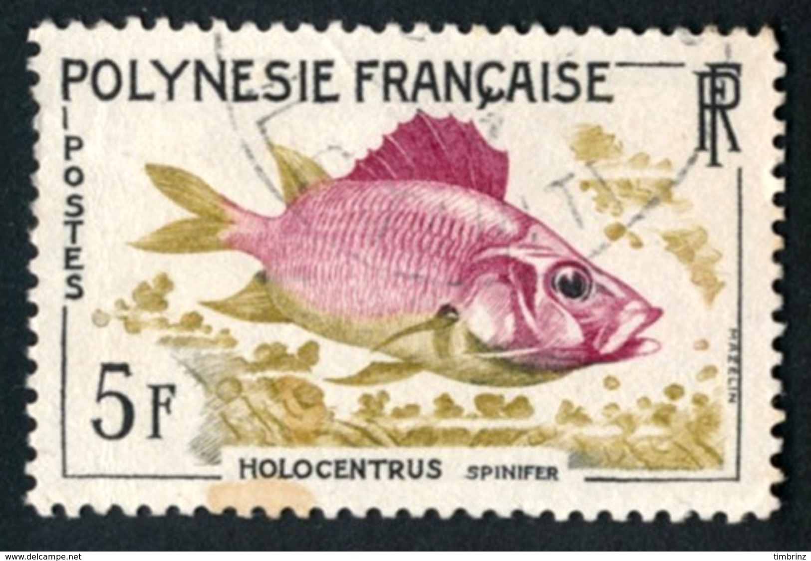 POLYNESIE 1962 - Yv. 18 Obl.   Cote= 3,00 EUR - Poissons : Holocentrus Spinifer  ..Réf.POL23509 - Used Stamps